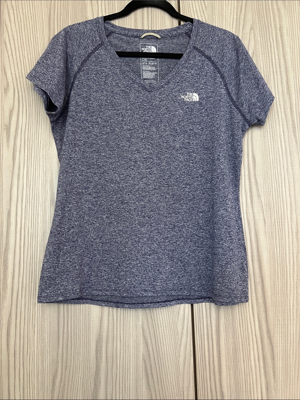 The North Face Women's Heathered Navy V-Neck Short Sleeve Tee